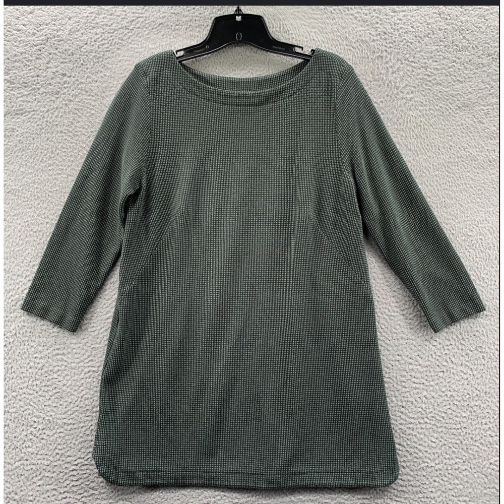 J.Jill Ponte Tunic Dress Size XL Green and Black Checks 3/4 Sleeves‎ Office Wear